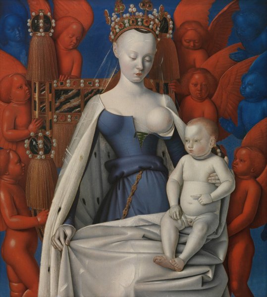 Main Product Photo of Virgin and Child Surrounded by Angels  Painting by Jean Fouquet