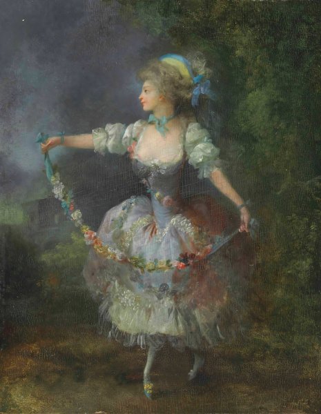 A Girl Dancing With A Garland Of Flowers by Jean-Frederic Schall - Hand-Painted Oil Painting Reproduction
