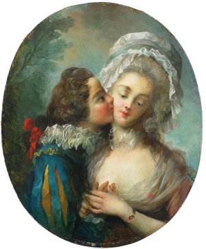 Couples Embracing by Jean-Frederic Schall Oil Painting