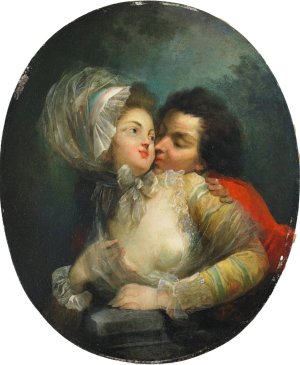 Couples Embracing by Jean-Frederic Schall Oil Painting