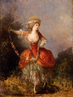 Lady Dancing With A Garland by Jean-Frederic Schall Oil Painting