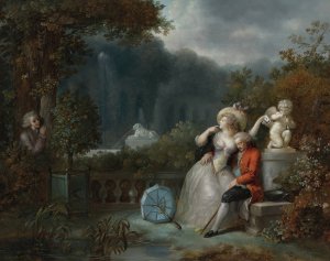 Quand L'hymen Dort, L'amour Veille by Jean-Frederic Schall Oil Painting