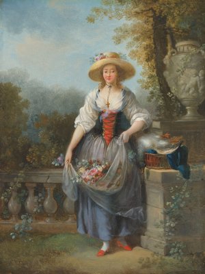 The pretty gardener by Jean-Frederic Schall Oil Painting