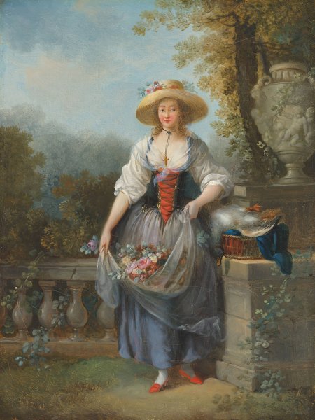 The pretty gardener by Jean-Frederic Schall - Hand-Painted Oil Painting Reproduction