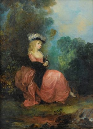 Young Woman Seated In a Park by Jean-Frederic Schall Oil Painting
