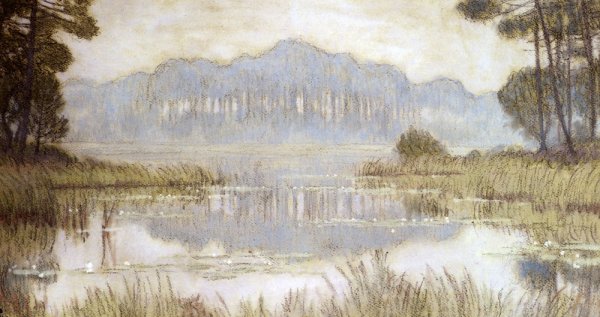 Landscape With Overgrown Pond by Jean-Francis Auburtin - Hand-Painted Oil Painting Reproduction