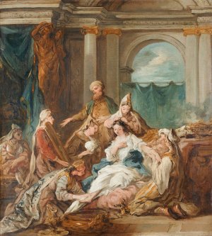 Esther at her toilet by Jean-Francois De Troy Oil Painting