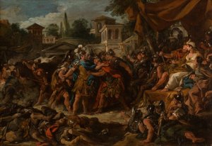 Le Combat des soldats nes des dents du serpent by Jean-Francois De Troy Oil Painting