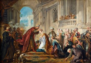 Le Couronnement D'esther by Jean-Francois De Troy Oil Painting