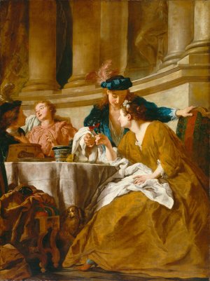 Luncheon with Figures in Masquerade Dress by Jean Francois De Troy Oil Painting