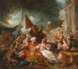 Oriental Scene or Esther's Banquet by Jean-Francois De Troy Oil Painting