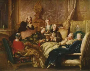 Reading from Moliere painting by Jean Francois De Troy