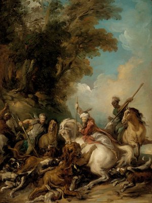 The Lion Hunt by Jean-Francois De Troy Oil Painting