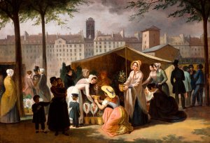 Le Marche aux fleurs by Jean-Francois Demay Oil Painting