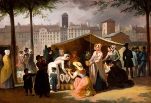 Le Marche aux fleurs by Jean-Francois Demay Oil Painting