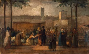 Le Marche aux fleurs by Jean-Francois Demay Oil Painting