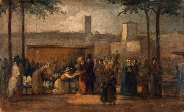 Le Marche aux fleurs  by Jean-Francois Demay - Hand-Painted Oil Painting Reproduction