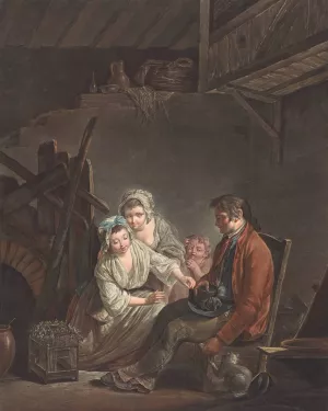 L'oisseau Prive Oil painting by Jean Francois Janinet