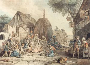 The Harvesters' Lunch by Jean Francois Janinet Oil Painting