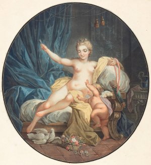 Venus desarmant l'amour by Jean Francois Janinet Oil Painting
