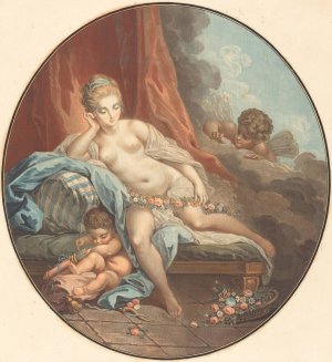 Venus en reflection by Jean Francois Janinet Oil Painting