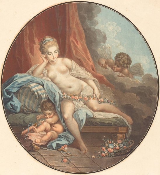 Venus en reflection by Jean Francois Janinet - Hand-Painted Oil Painting Reproduction