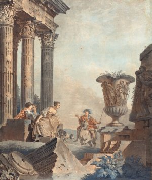 Vestiges d'un temple de la Grece by Jean Francois Janinet Oil Painting