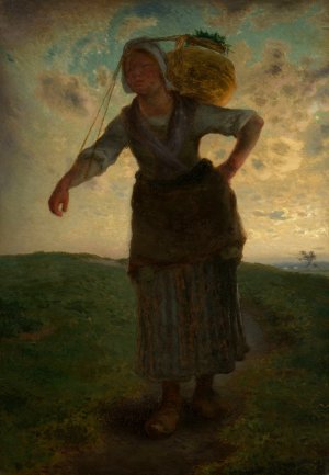 A Norman Milkmaid at Greville by Jean-Francois Millet Oil Painting