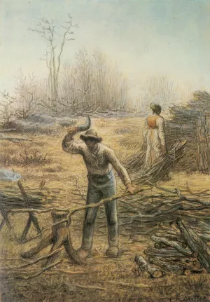 Bucheron Preparant des Fagots by Jean-Francois Millet Oil Painting