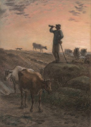Calling Home the Cows by Jean-Francois Millet Oil Painting