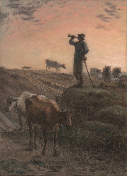Calling Home the Cows  by Jean-Francois Millet - Hand-Painted Oil Painting Reproduction