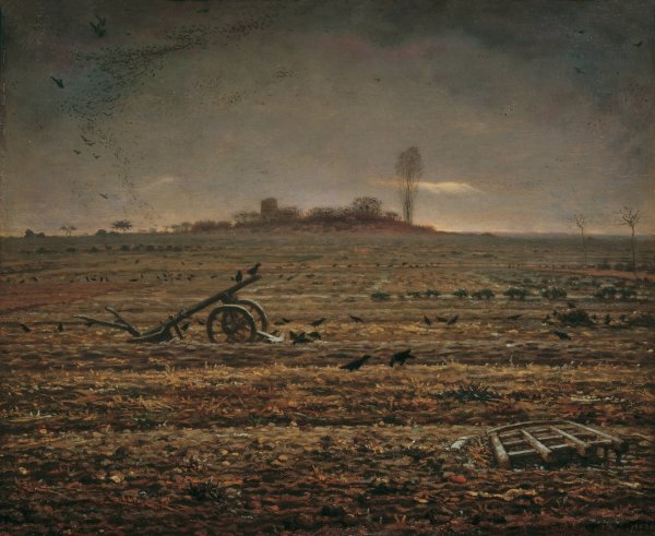 Die Ebene von Chailly mit Egge und Pflug  by Jean-Francois Millet - Hand-Painted Oil Painting Reproduction