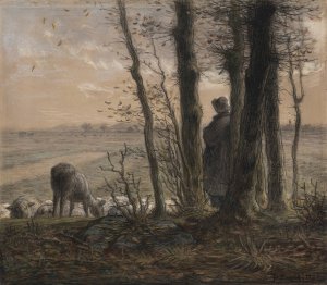 Falling Leaves by Jean-Francois Millet Oil Painting