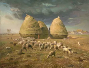 Haystacks; Autumn by Jean-Francois Millet Oil Painting