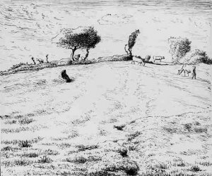 Landscape - Hillside in Gruchy, Normandy by Jean-Francois Millet Oil Painting