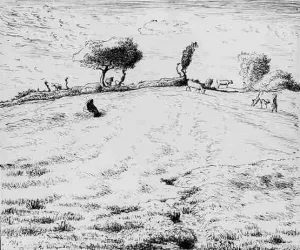 Landscape - Hillside in Gruchy, Normandy by Jean-Francois Millet Oil Painting