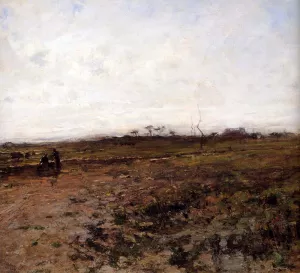 Landscape with Two Peasant Women by Jean-Francois Millet Oil Painting