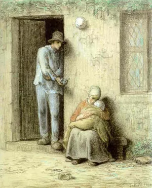 Le Nourrisson or L'enfant Malade by Jean-Francois Millet Oil Painting