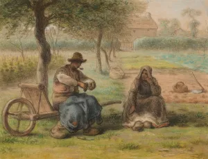 Le Repos au milieu du jour by Jean-Francois Millet Oil Painting