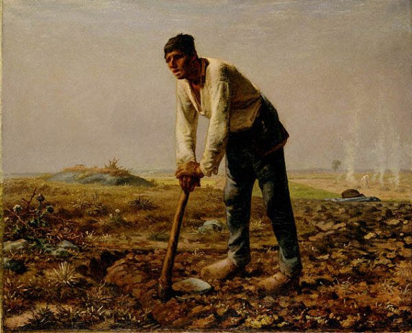Main Product Photo of Man with a Hoe Painting by Jean-Francois Millet