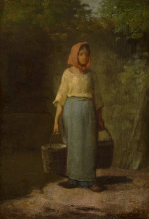 Peasant Girl Returning From The Well by Jean-Francois Millet Oil Painting