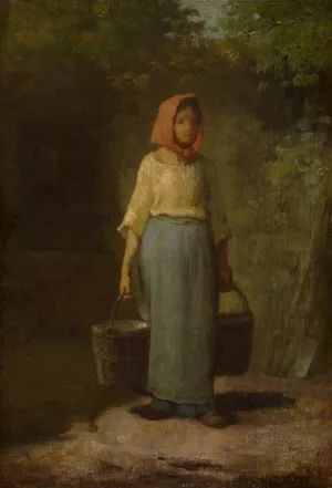 Peasant Girl Returning From The Well by Jean-Francois Millet Oil Painting
