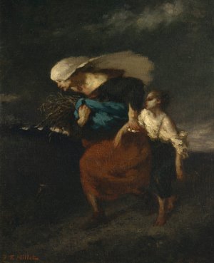 Retreat from the Storm by Jean-Francois Millet Oil Painting