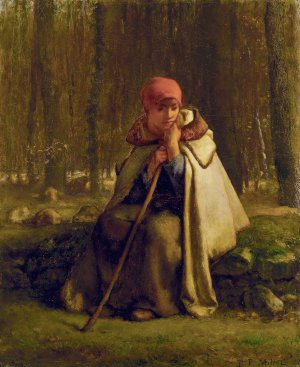 Seated Shepherdess Oil painting by Jean-Francois Millet