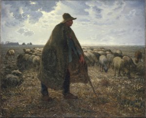 Shepherd Tending His Flock by Jean-Francois Millet Oil Painting