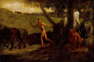 Study For 'Mercury Leading The Cows of Argus To Water' by Jean-Francois Millet Oil Painting