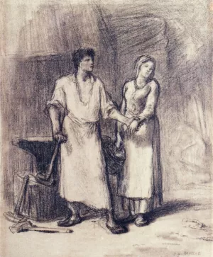 The Blacksmith and His Bride Oil painting by Jean-Francois Millet