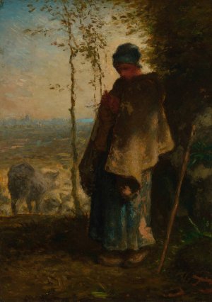The Little Shepherdess by Jean-Francois Millet Oil Painting