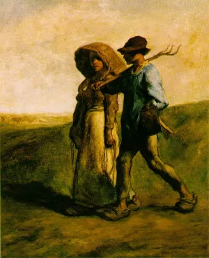 The Walk to Work Le Depart pour le Travail by Jean-Francois Millet Oil Painting