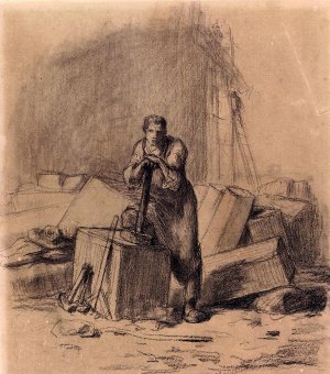 Un Tailleur De Pierres by Jean-Francois Millet Oil Painting